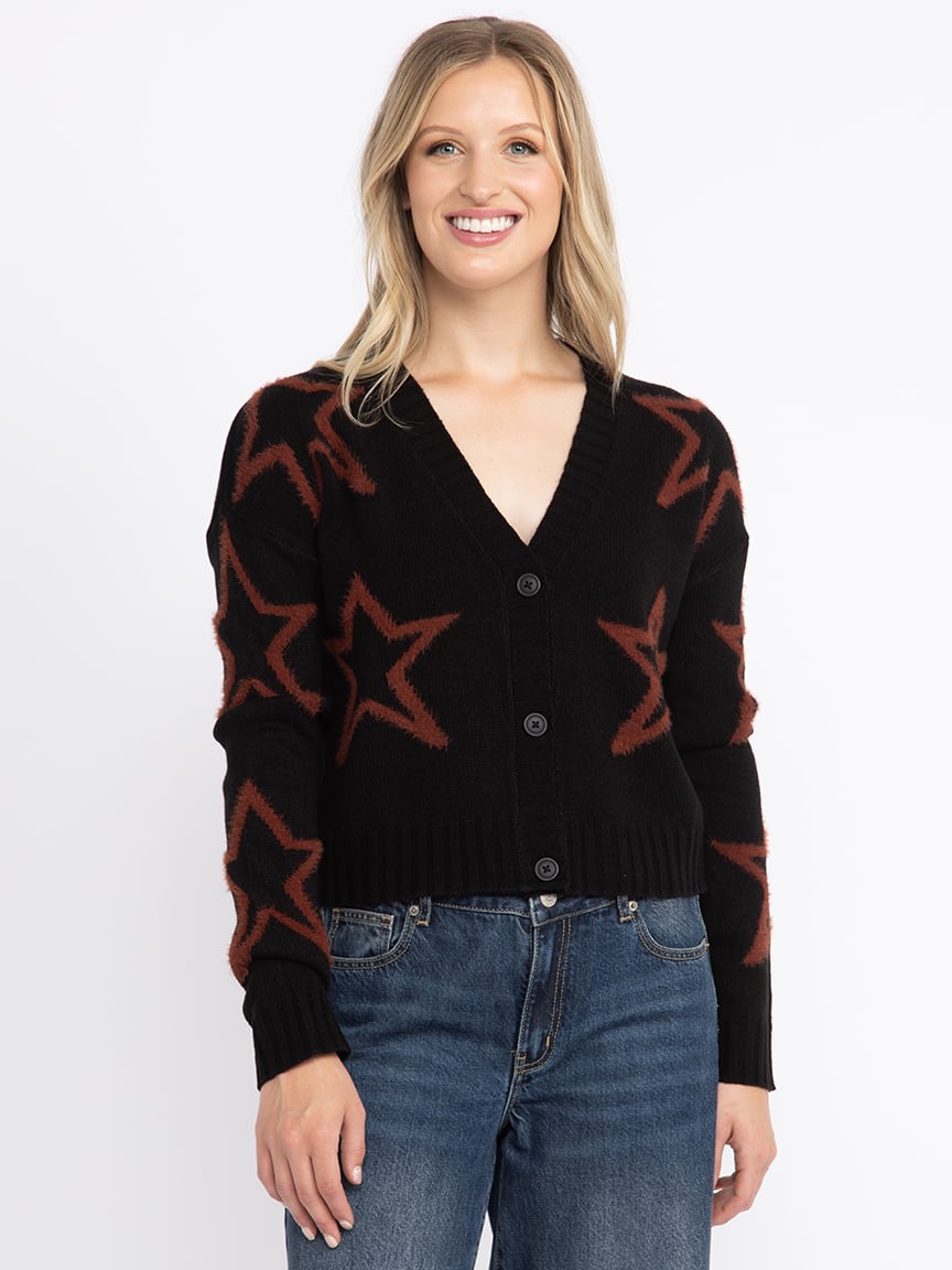 Women's Star Button Front Cardigan