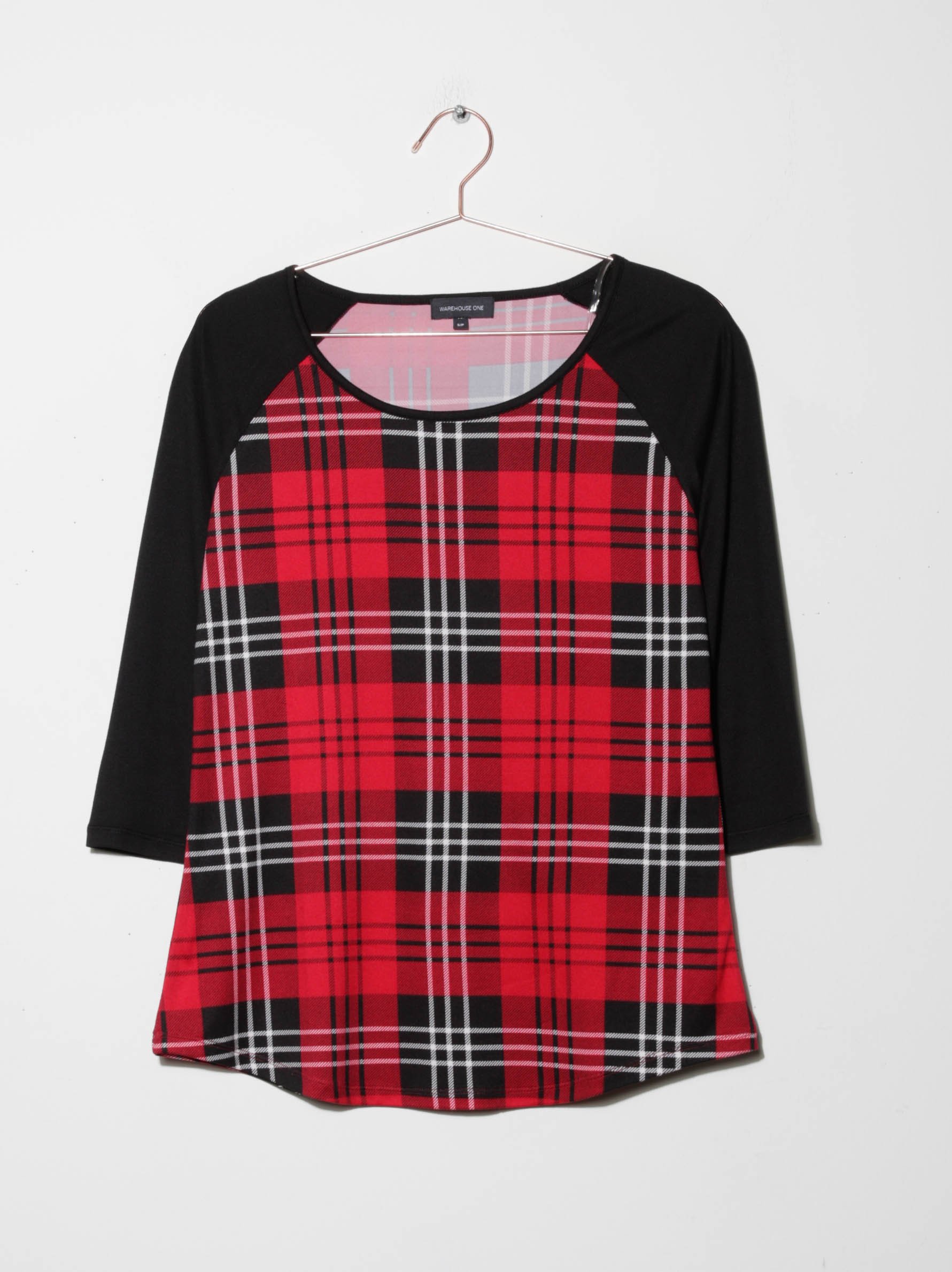 Women's Plaid Baseball Tee