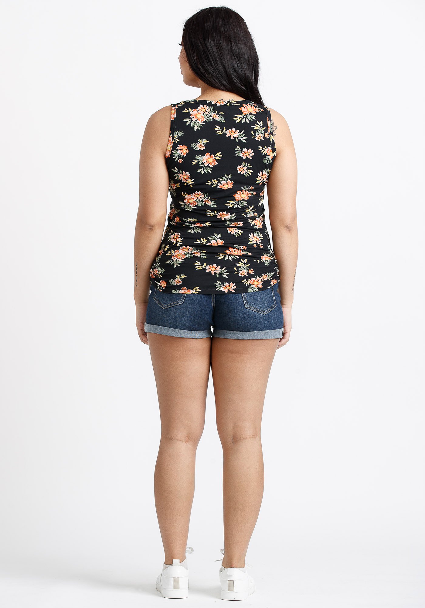 Women's Tropical Side Ruched Tank