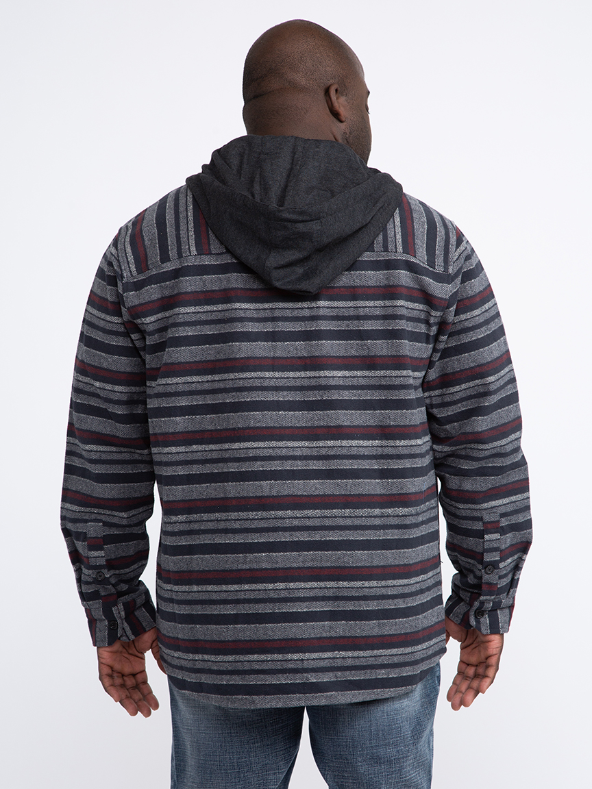 Men's Stripe Hooded Flannel Shirt