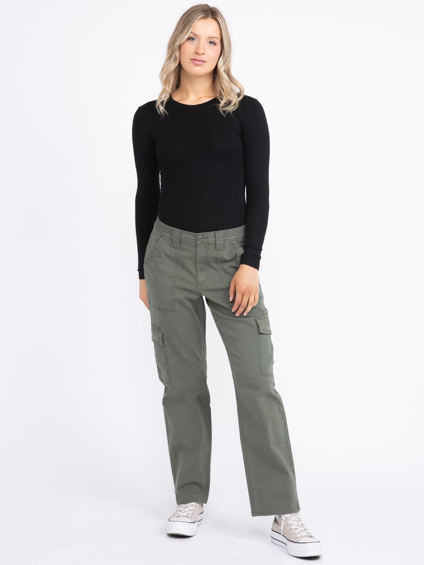 Women's Stretch Canvas Elastic Waist Cargo Pants