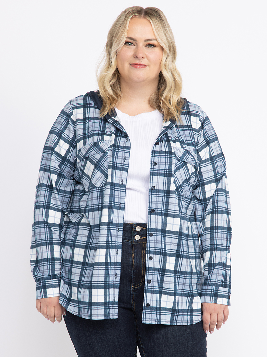 Women's Knit Plaid Hoodie