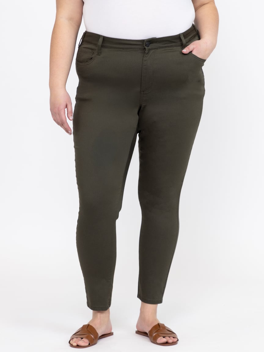 Women's Plus Dark Olive Color Skinny Pants