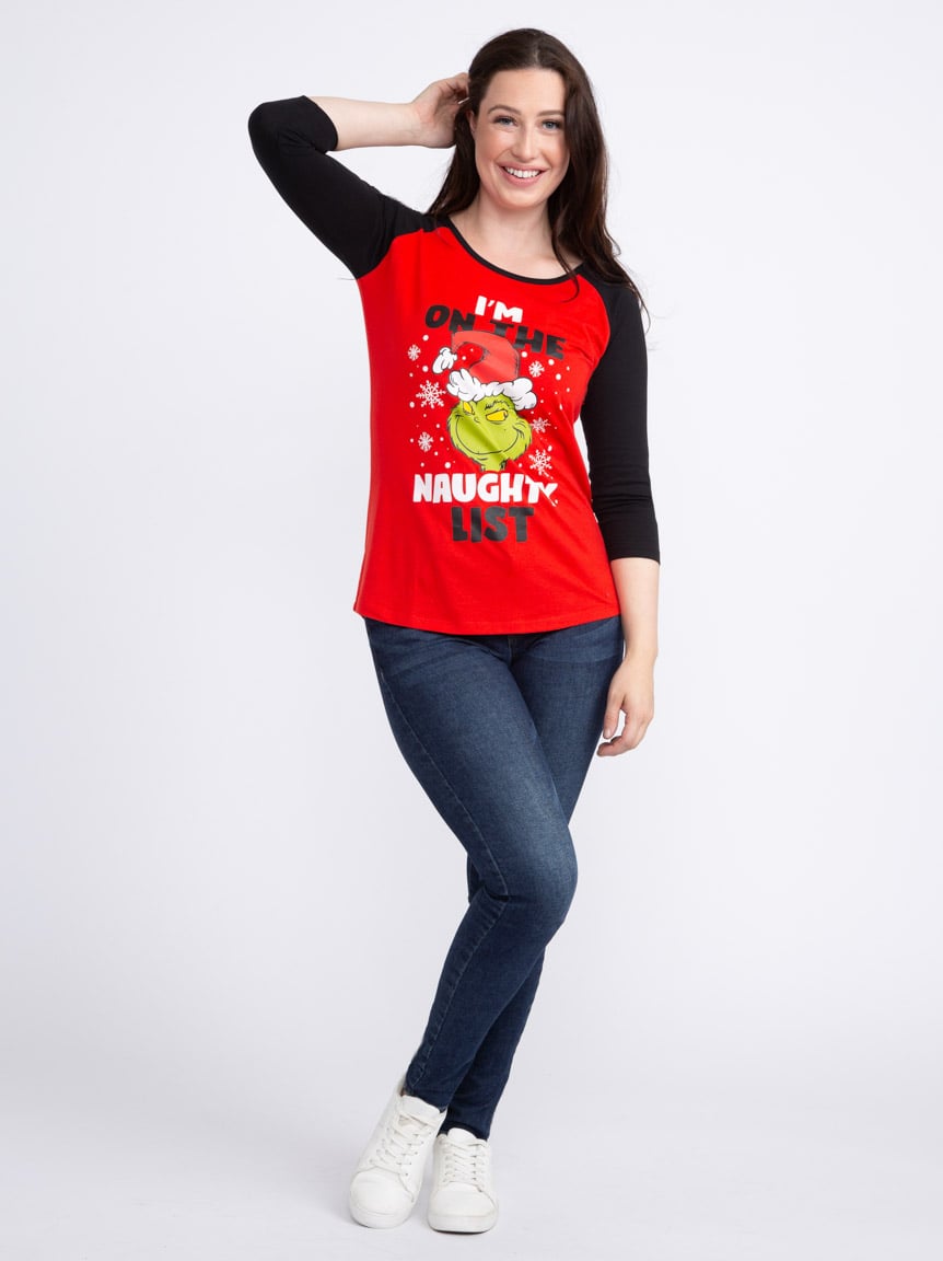 Women's Grinch Baseball Tee