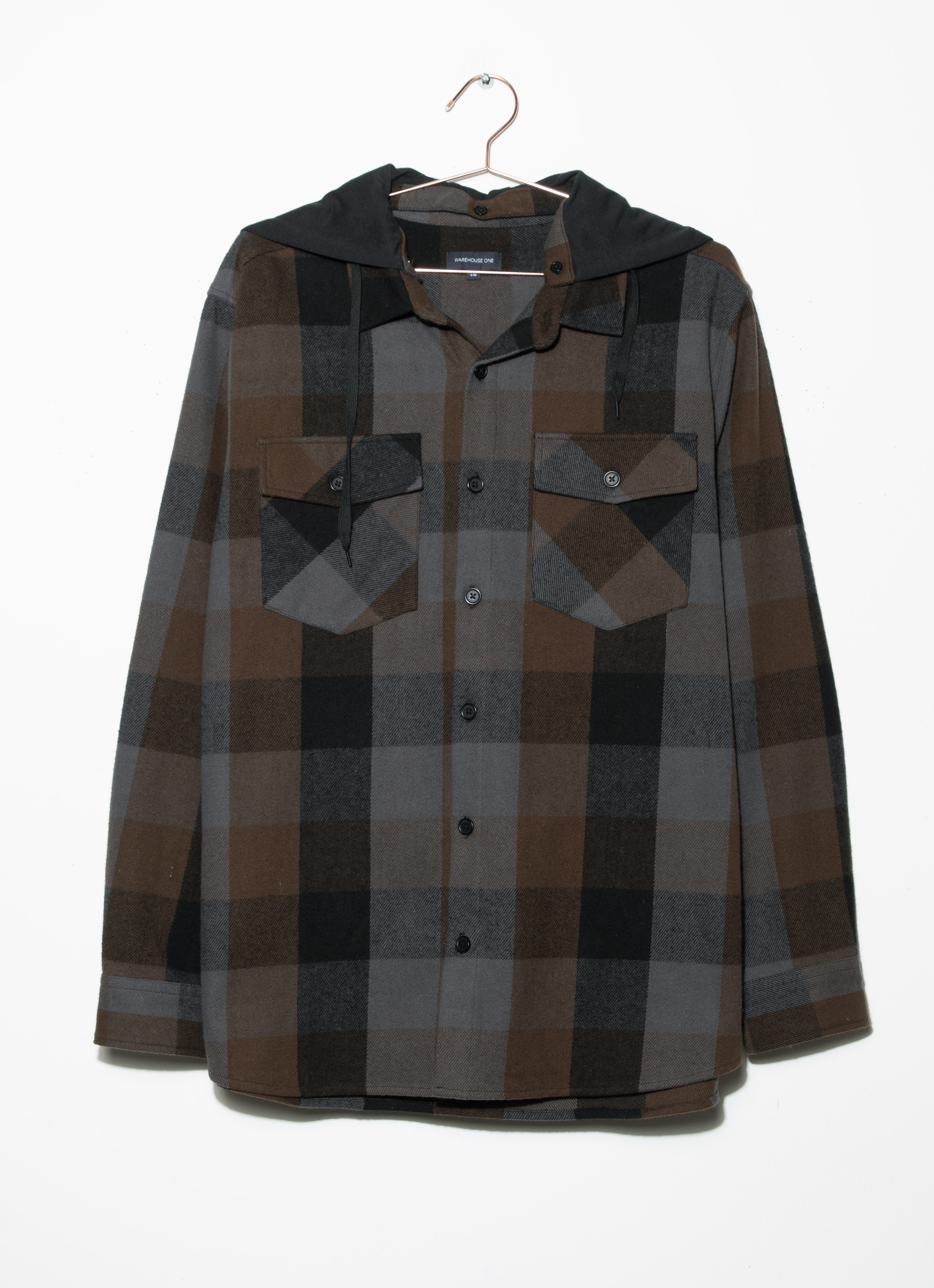 Men s Hooded Flannel Shirt Warehouse One