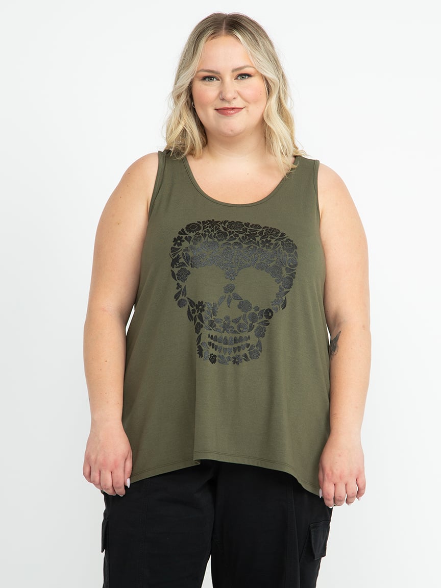 Women's Glitter Skull Racerback Tank