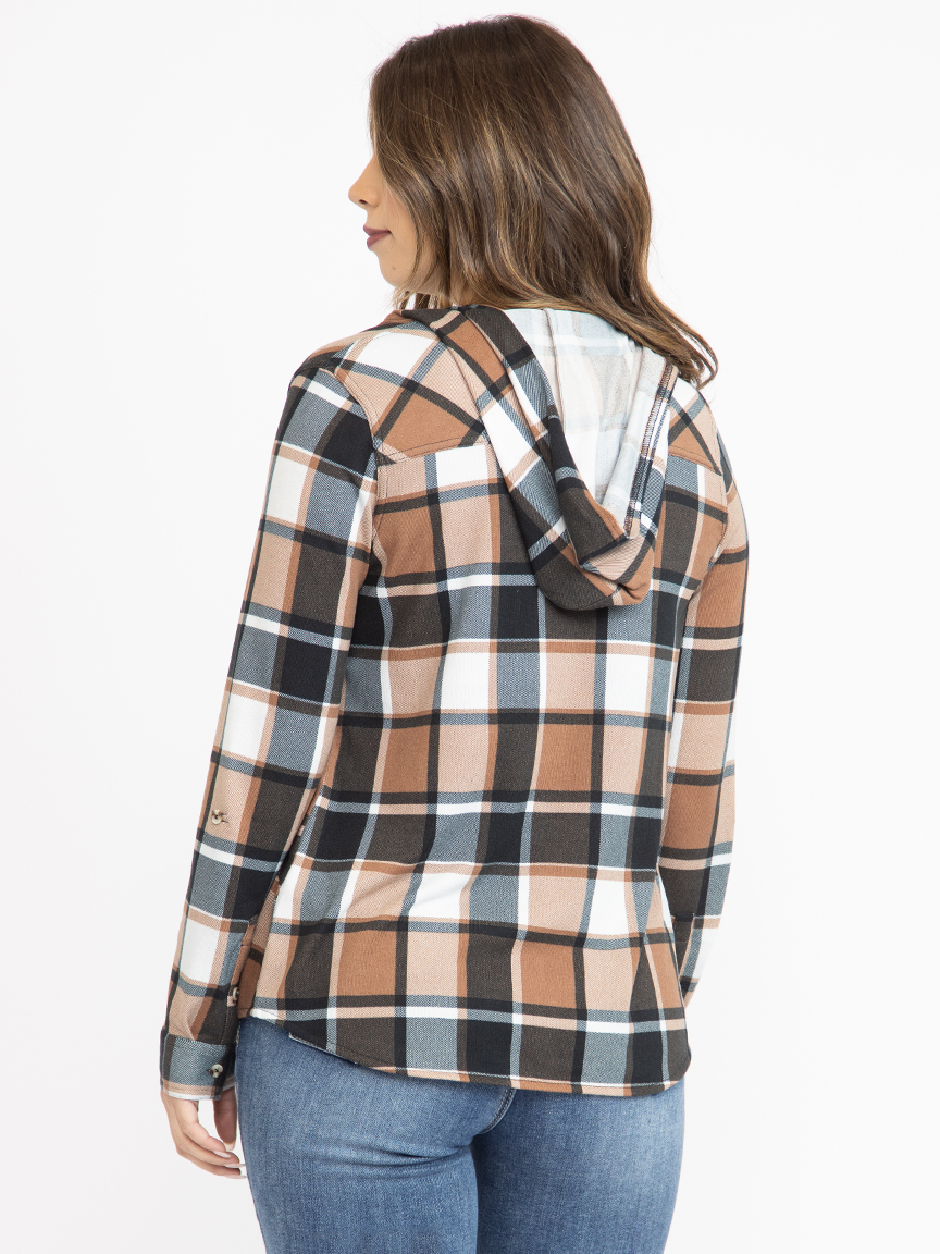 Women's Knit Plaid Hoodie