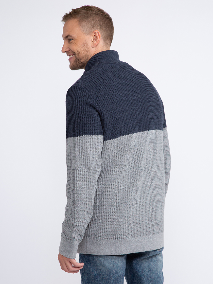 Men's Quarter Zip Colour Block Sweater