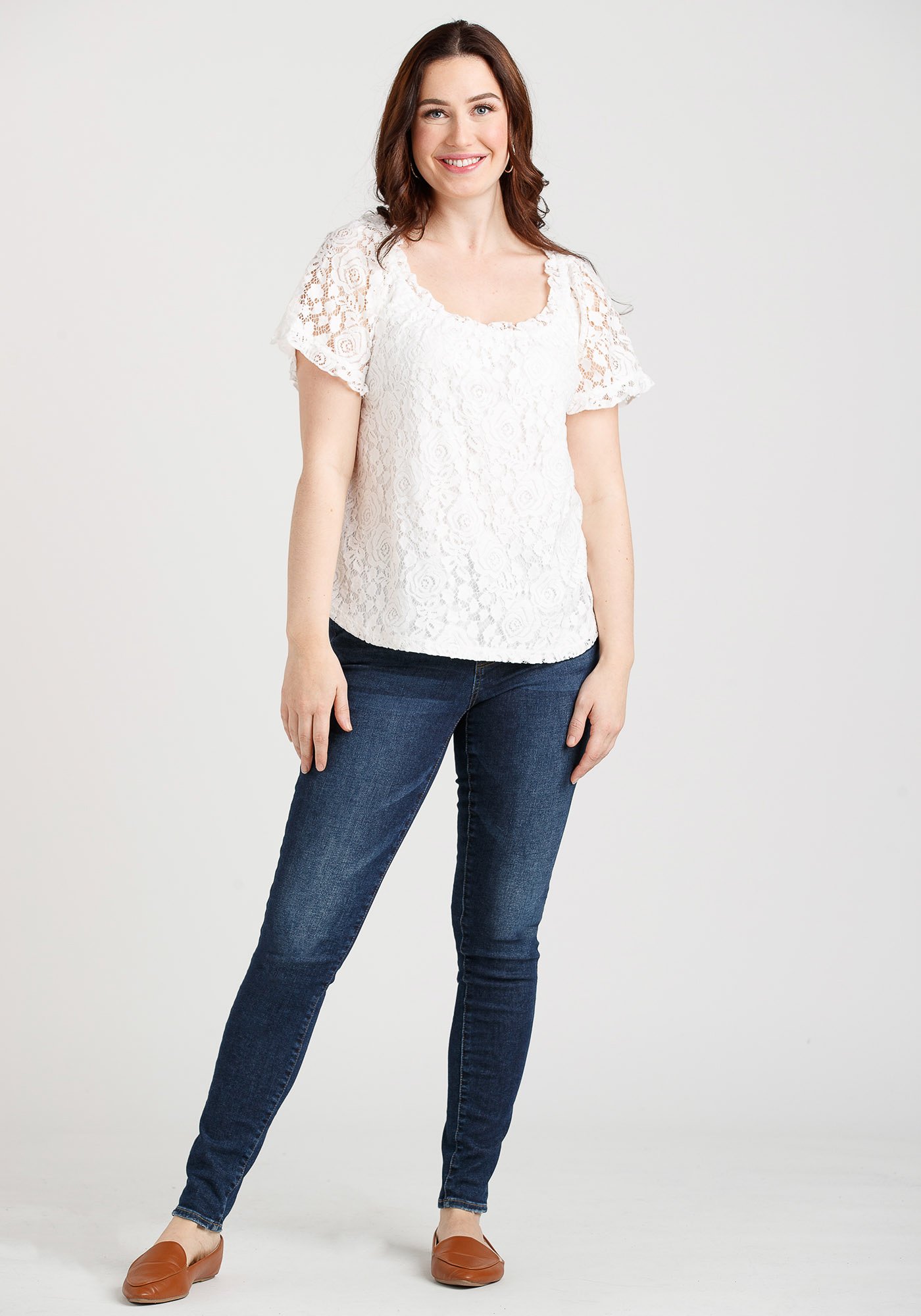 Women's Lace Peasant Top