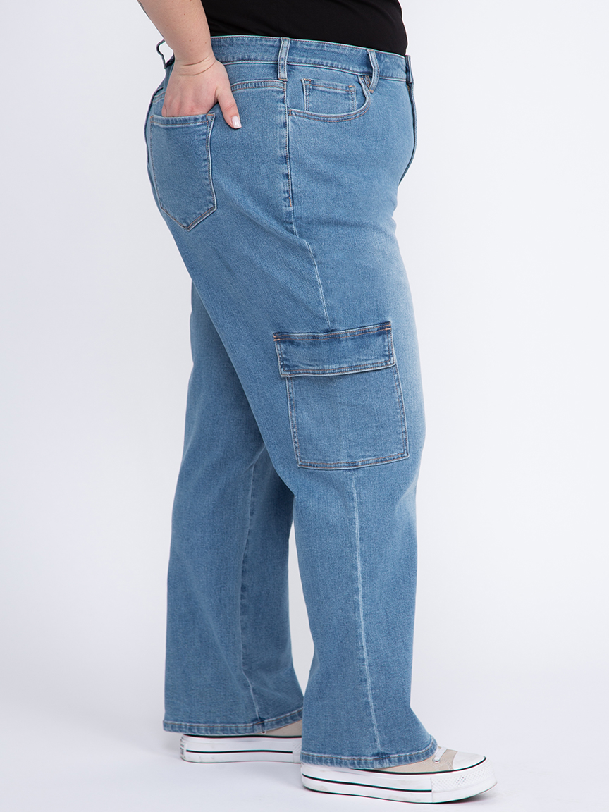 Women's Plus High Rise 90's Loose Cargo Jeans