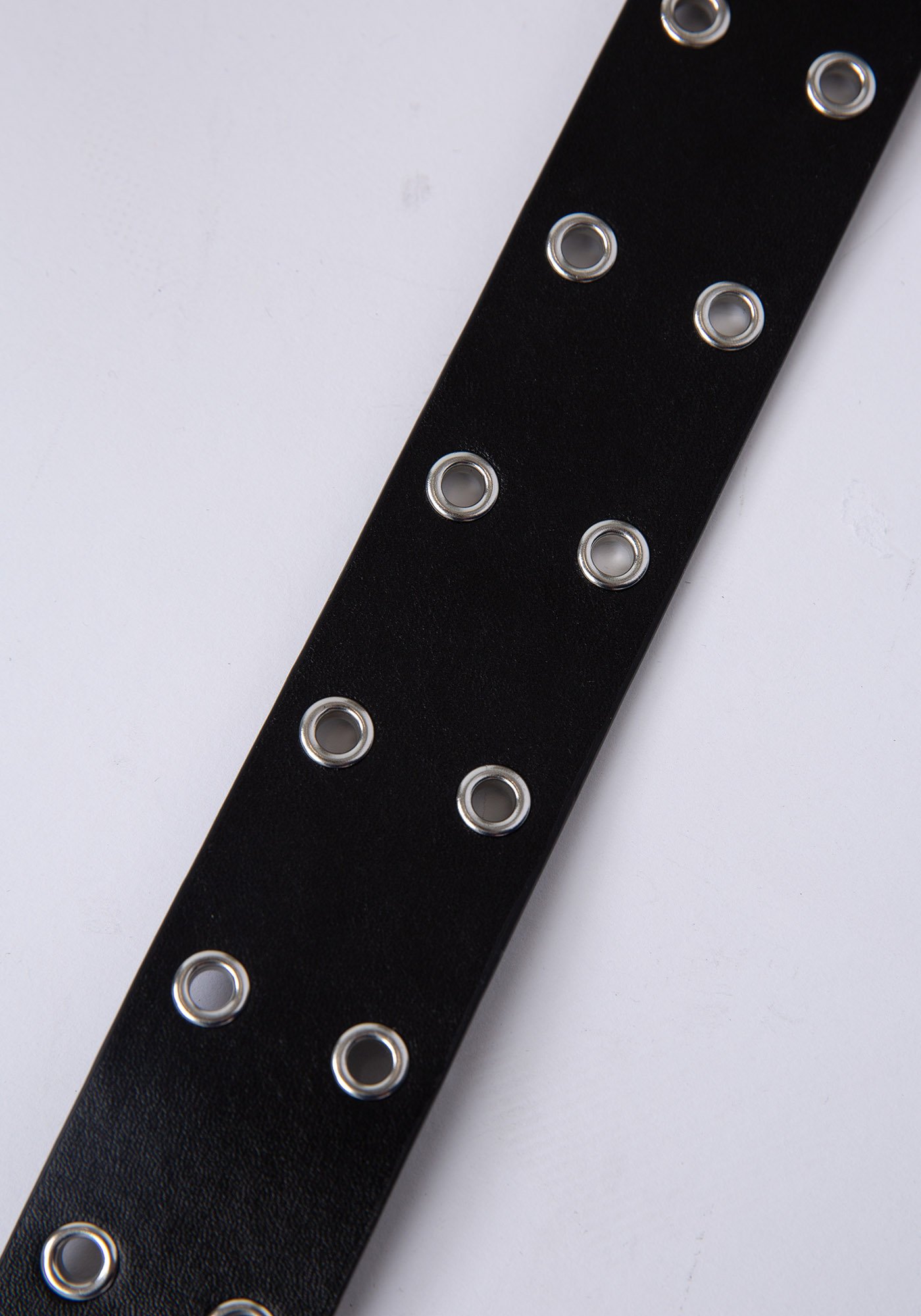 Women's Silver Grommet Black PU Belt