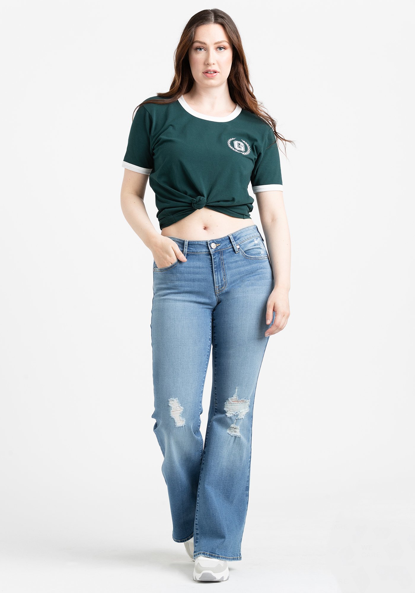 Women's Low Rise Destroyed Flare Jeans