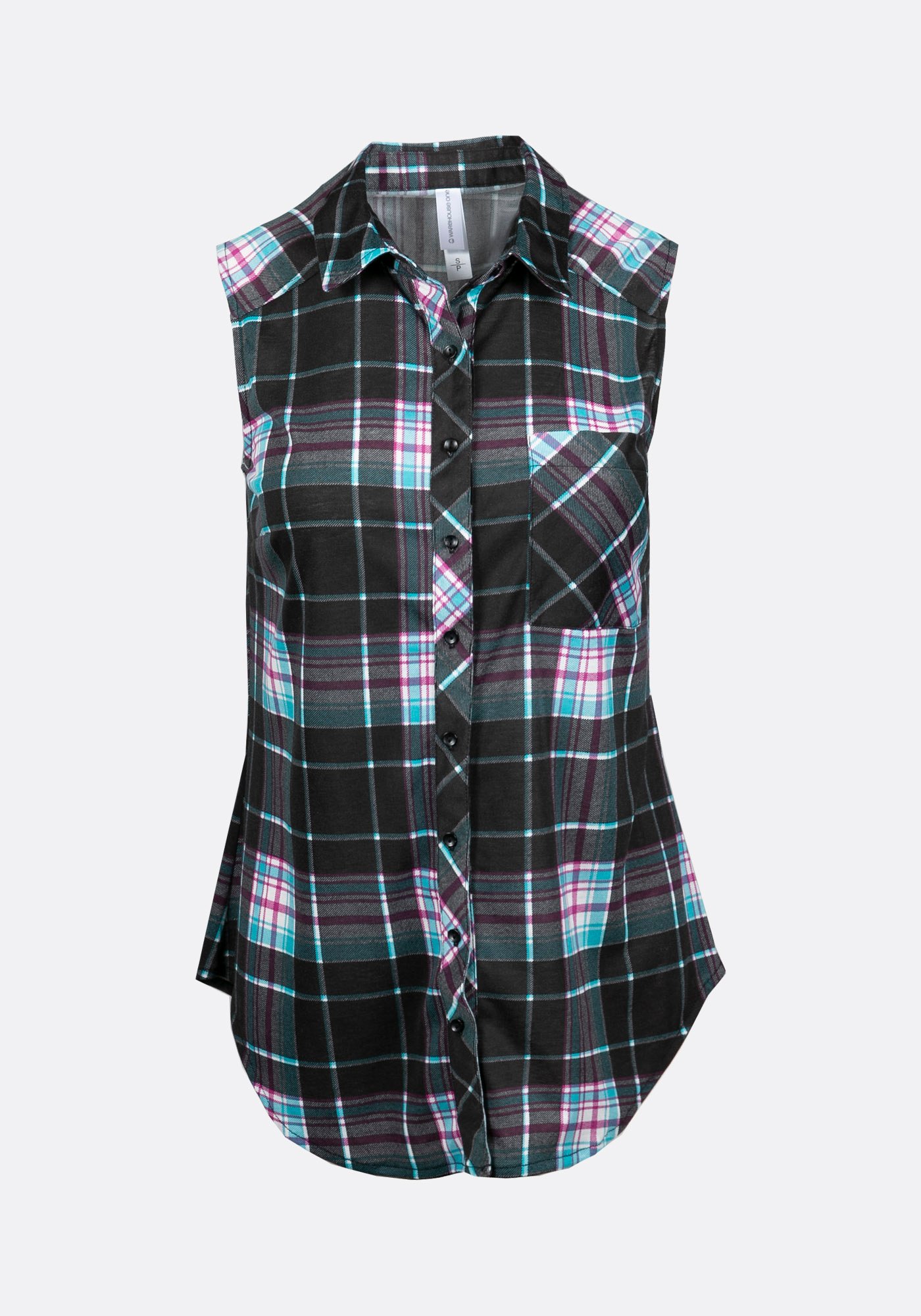 Women's Sleeveless Plaid Shirt