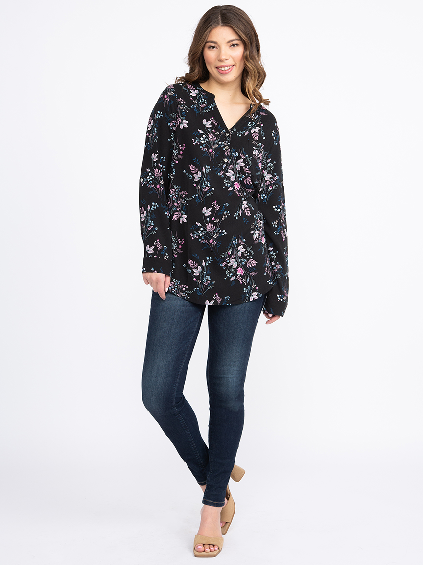 Women's Half Button Tunic Blouse