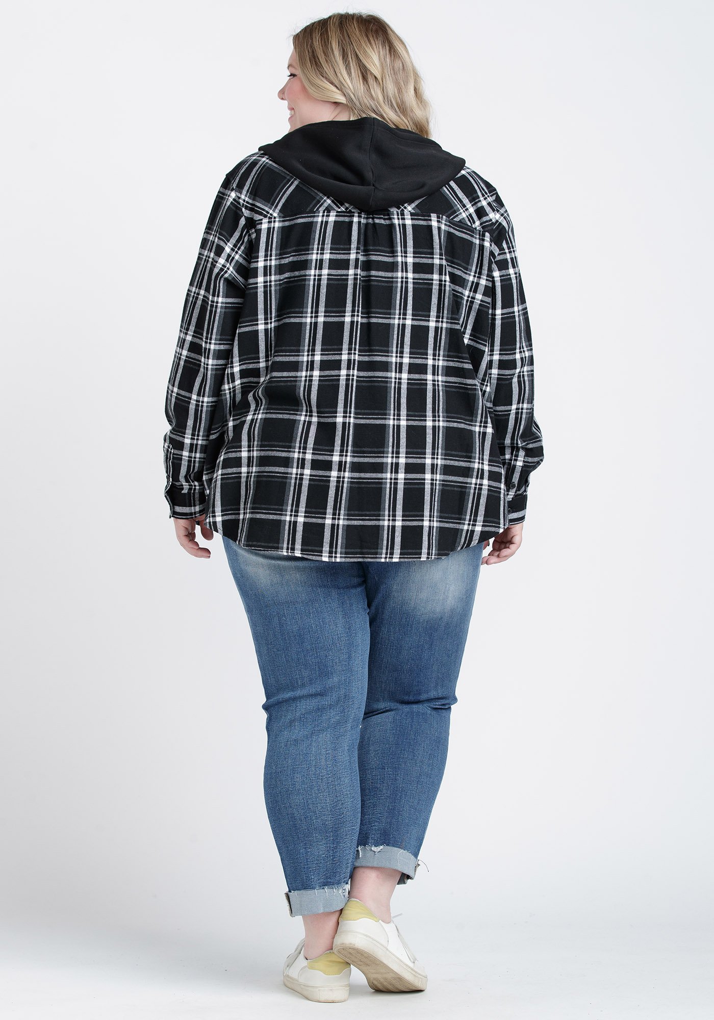 Women's Flannel Hooded Plaid Shirt