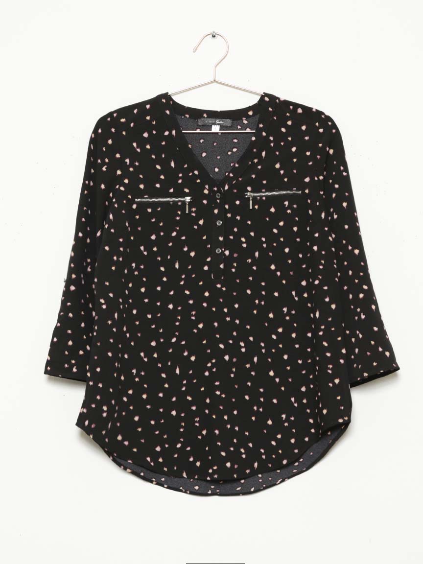 Women's Printed Zip Pocket Blouse