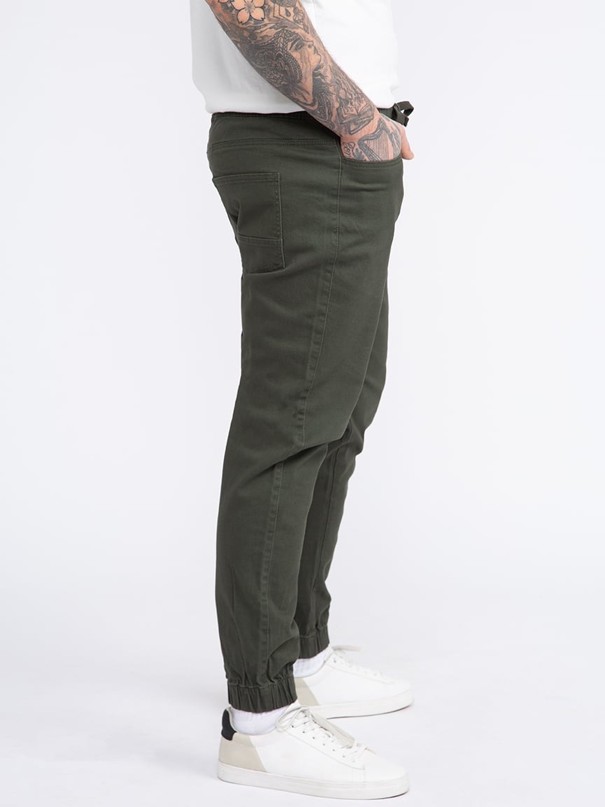 Men's 5 Pocket Olive Twill Jogger