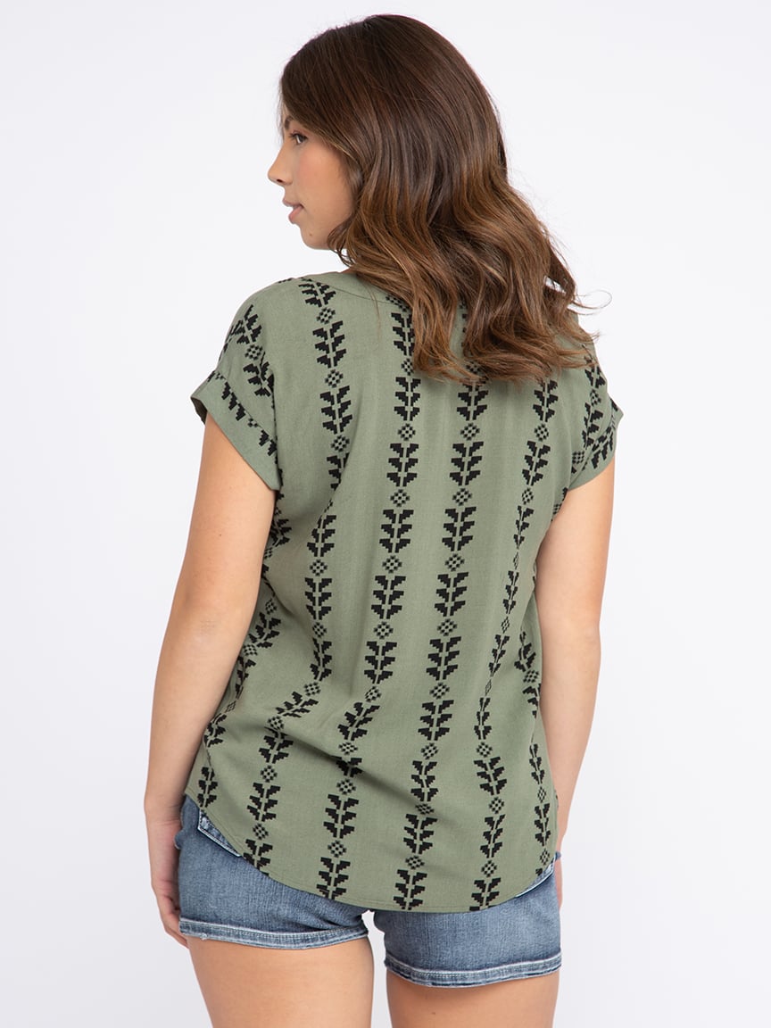 Women's Geo Button Front Top