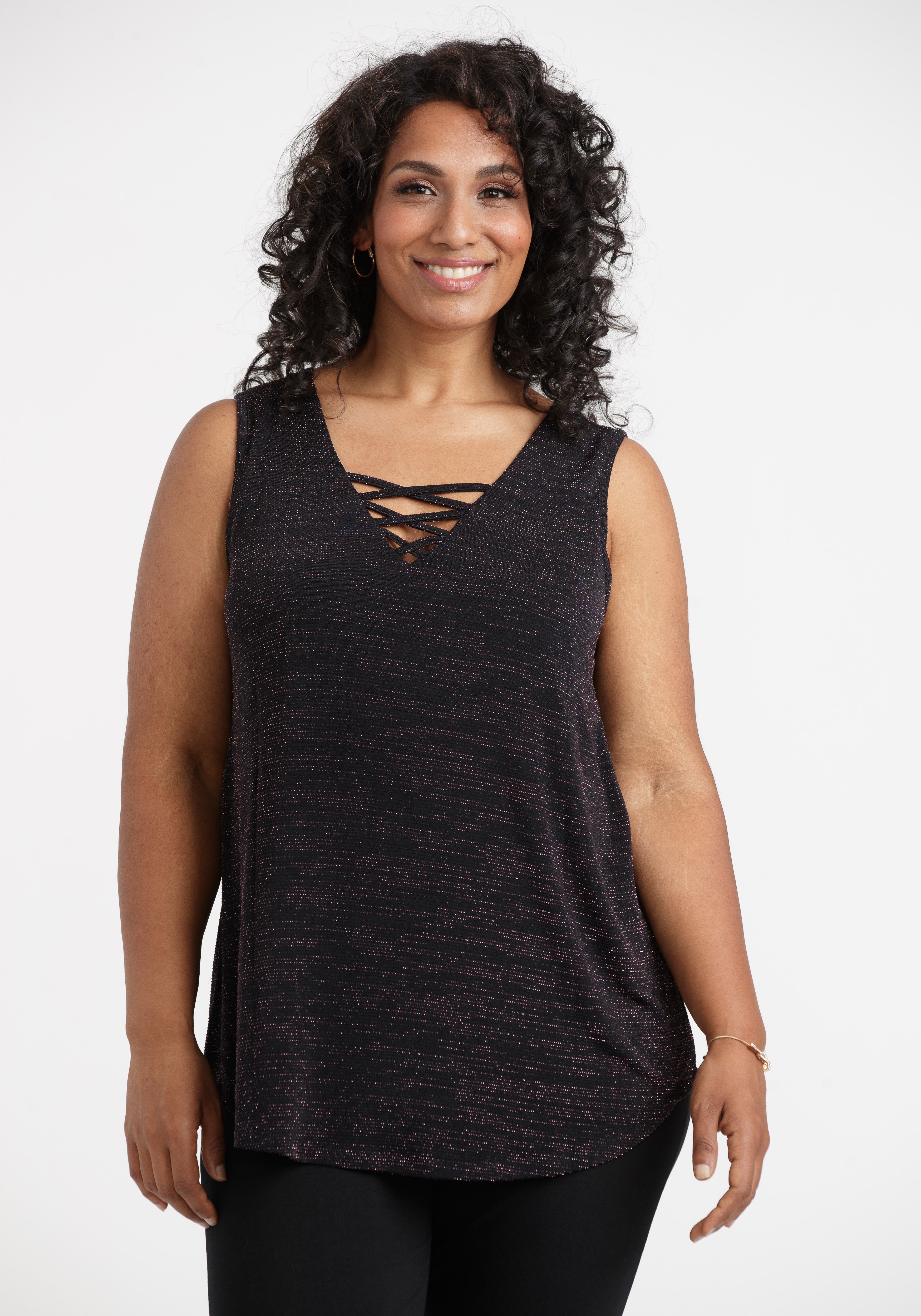 Women's Shimmer Cross Neck Tank