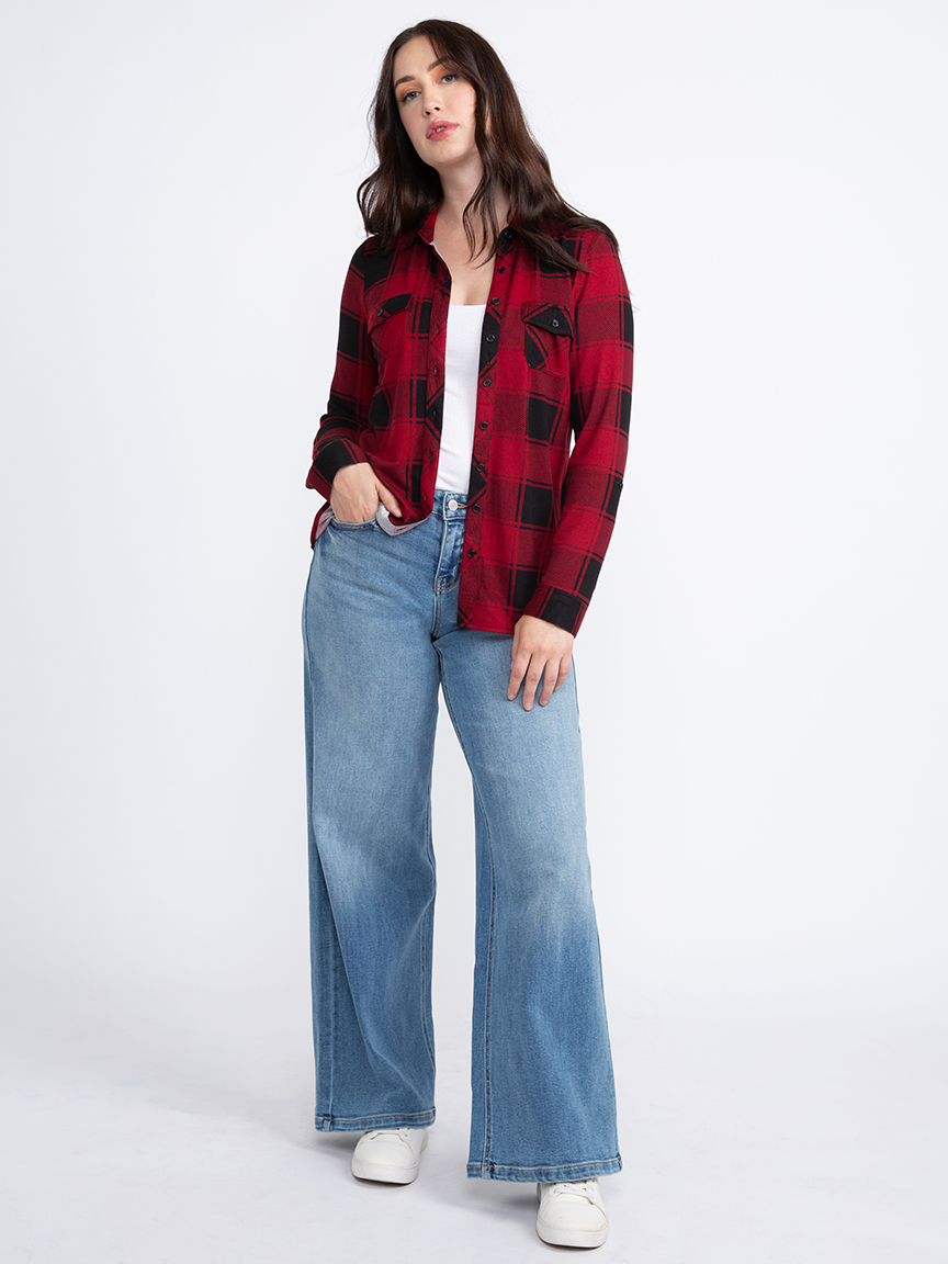 Women's Buffalo Knit Plaid Shirt