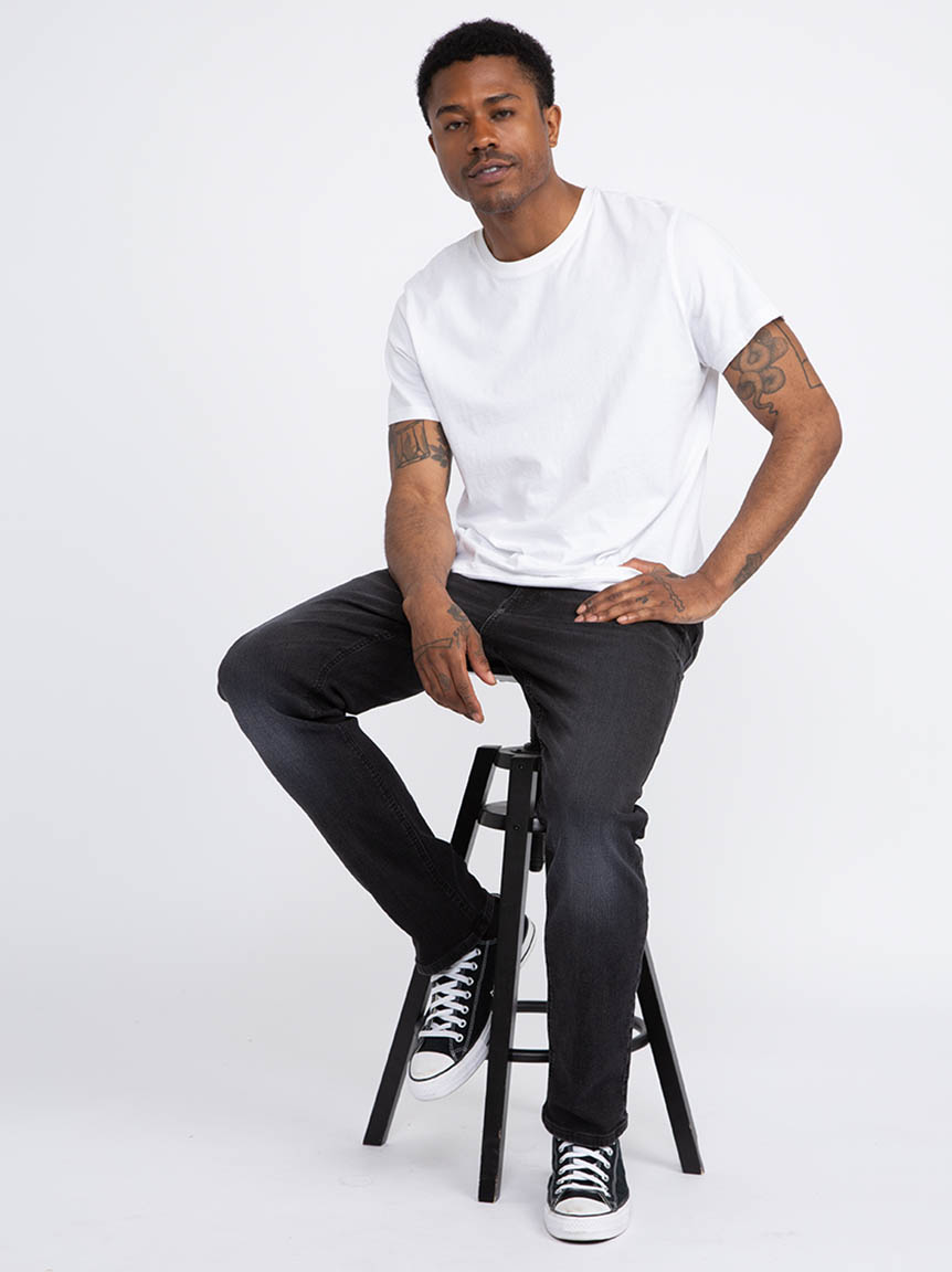 Men's Washed Black Relaxed Slim Jeans