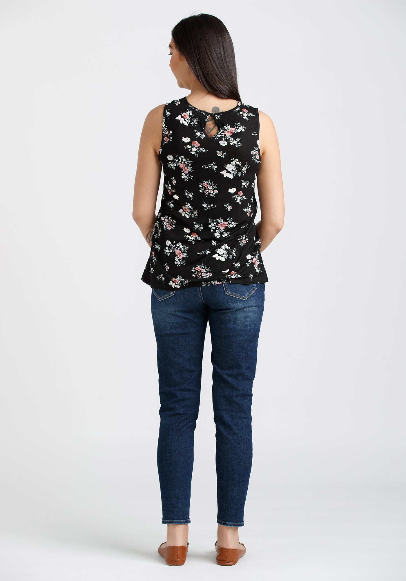 Women's Floral Crochet Neck Tank