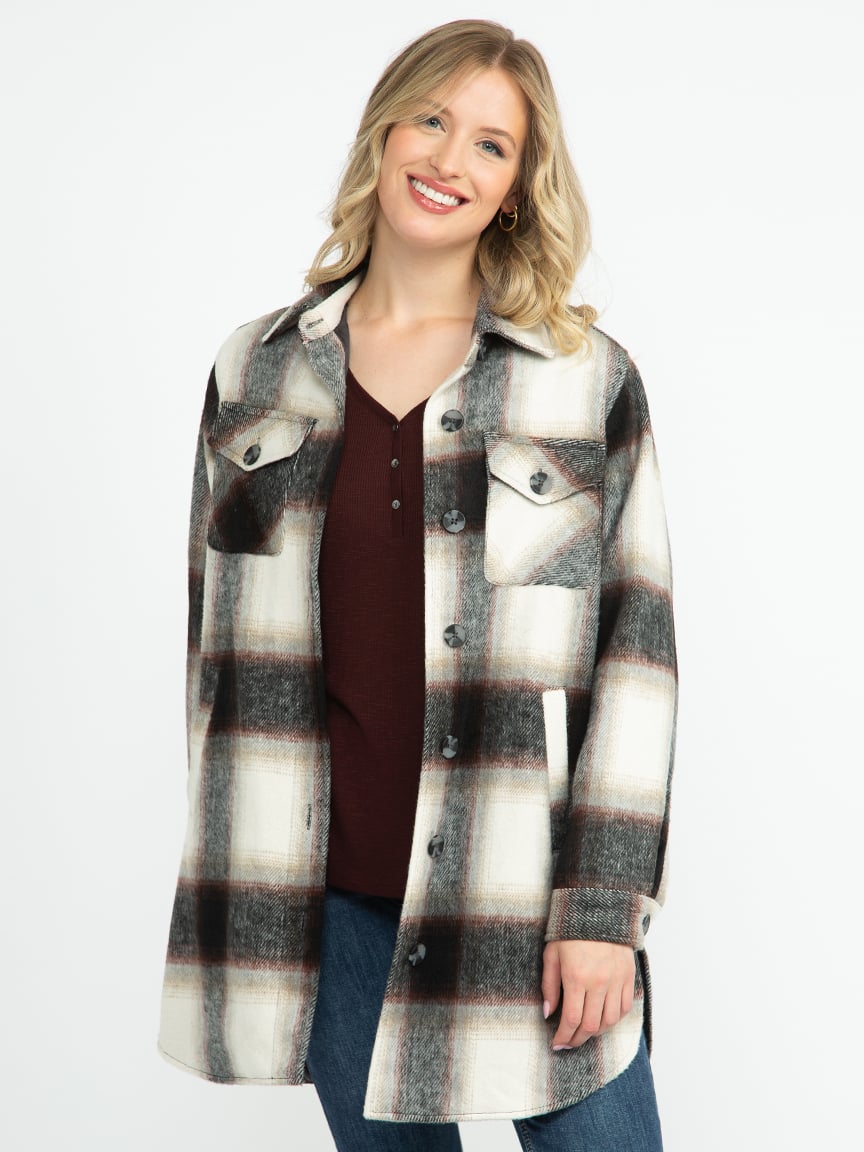 Women's Plaid Button Front Shacket