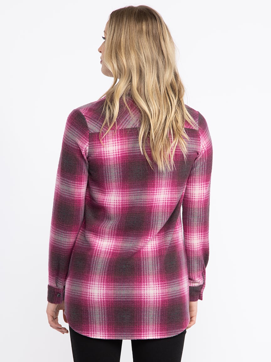 Women's Brushed Knit Plaid Tunic