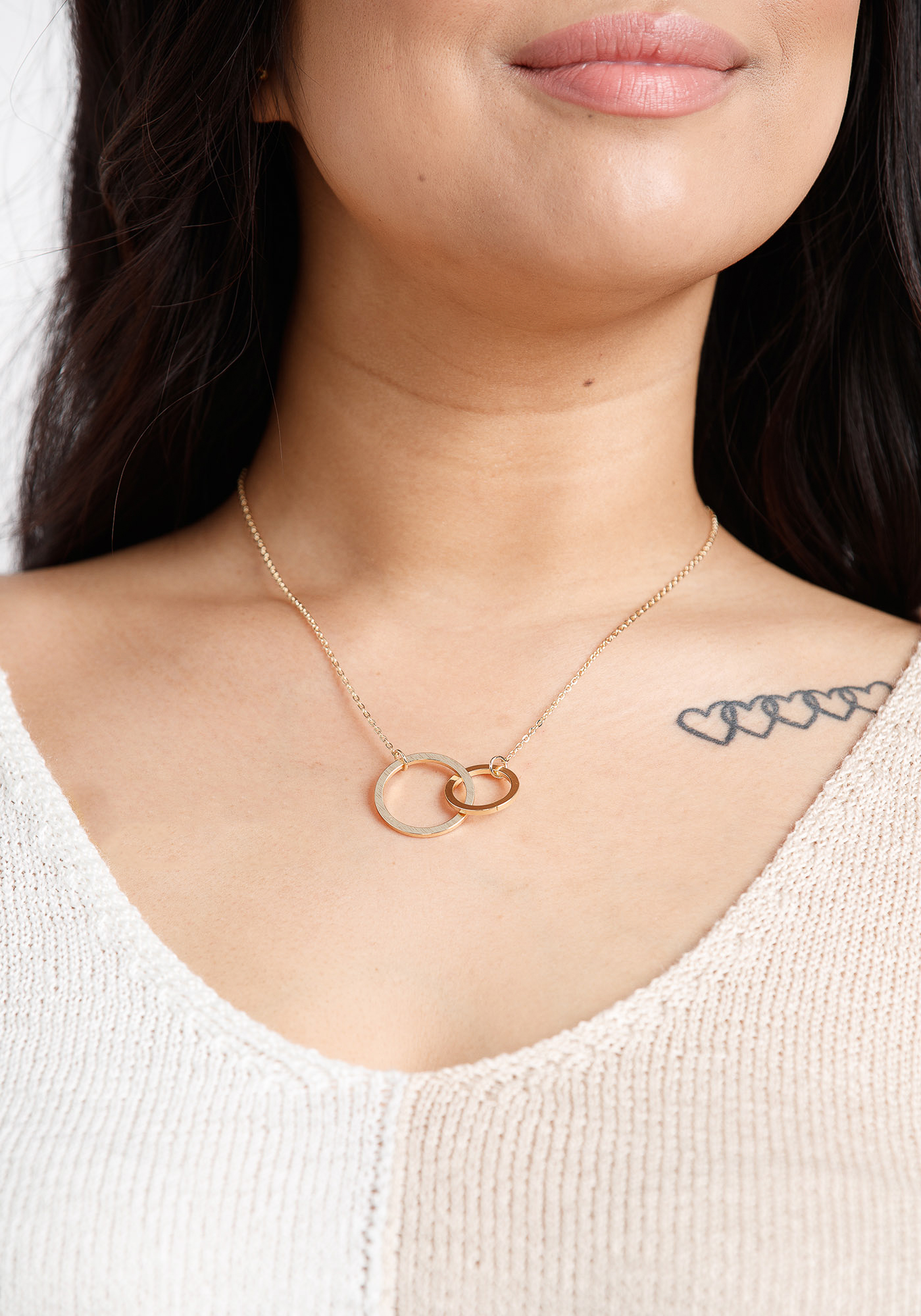 Women's Double Ring Gold Chain Necklace