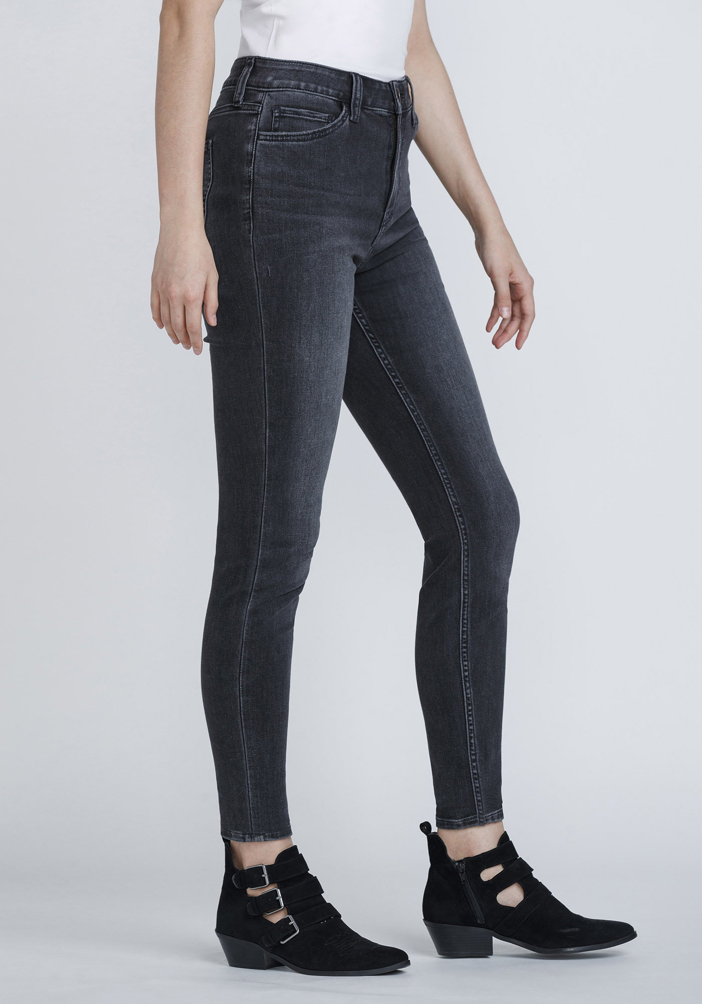 Women's Washed Black High Rise Skinny Jeans