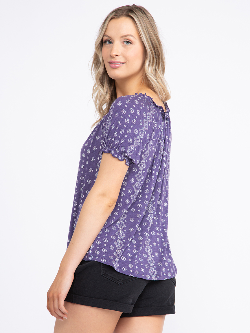 Women's Geo Peasant Top