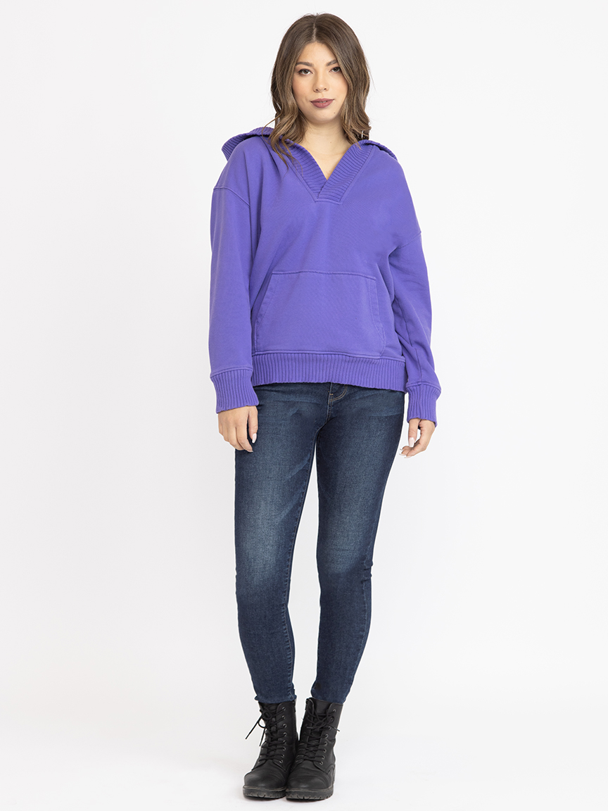 Women's V Neck Pop Hoodie