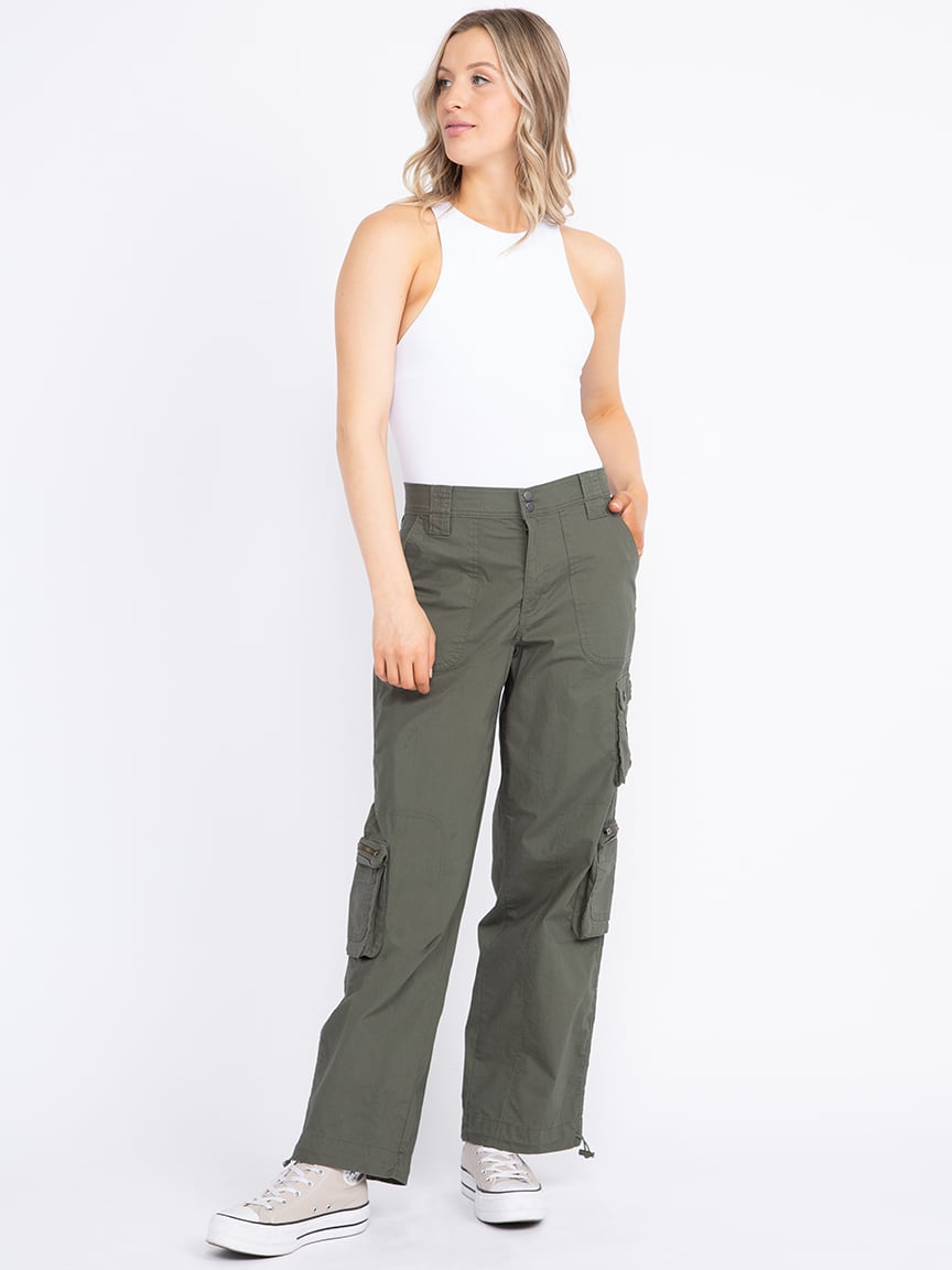 Women's 2 Button Poplin Loaded Cargo Pants