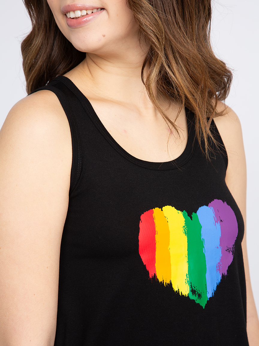 Women's Rainbow Heart Scoop Neck Tank