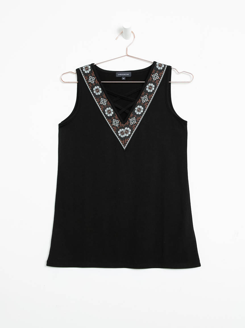 Women's Geo Cross Neck Tank