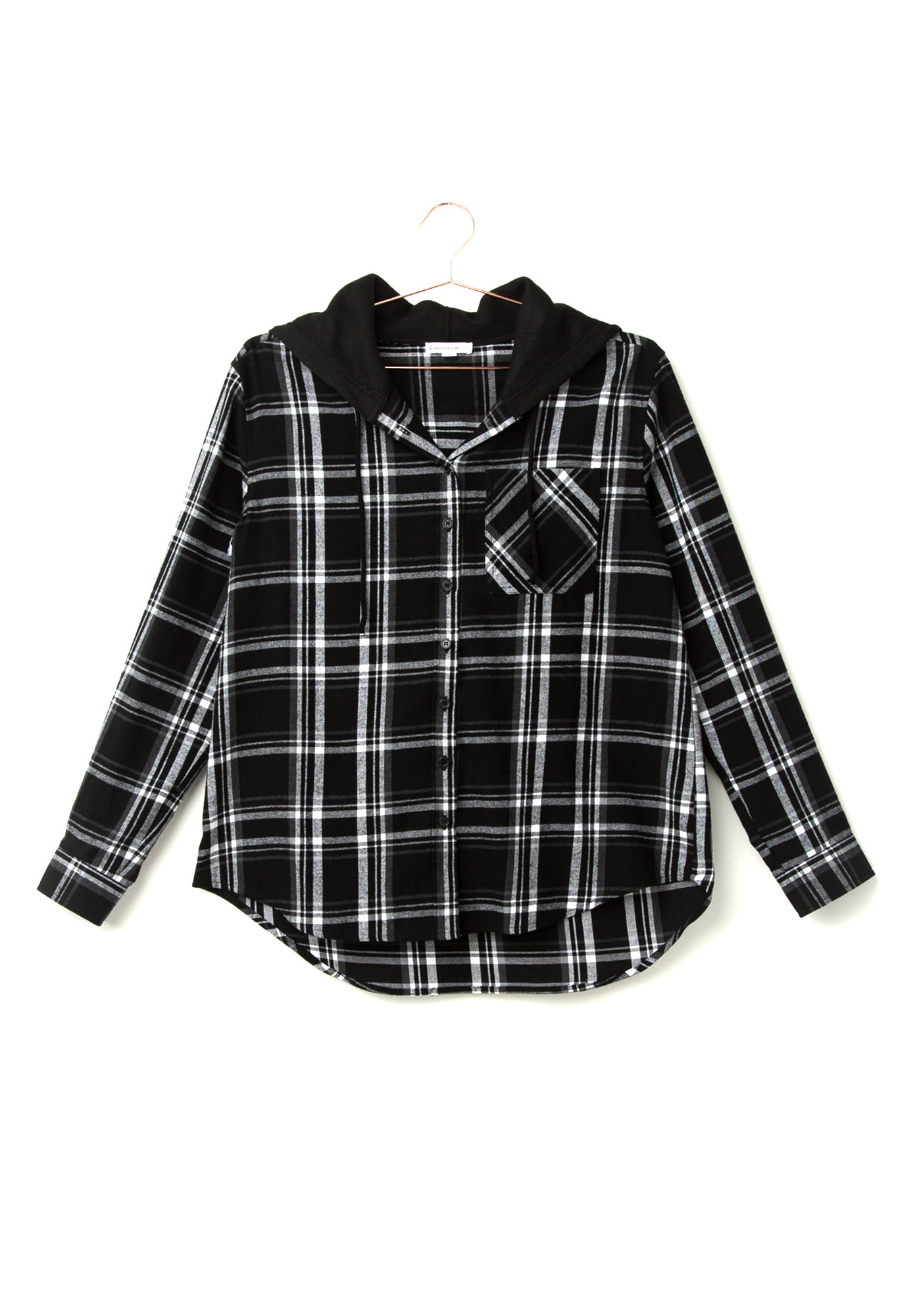 Women's Flannel Hooded Plaid Shirt