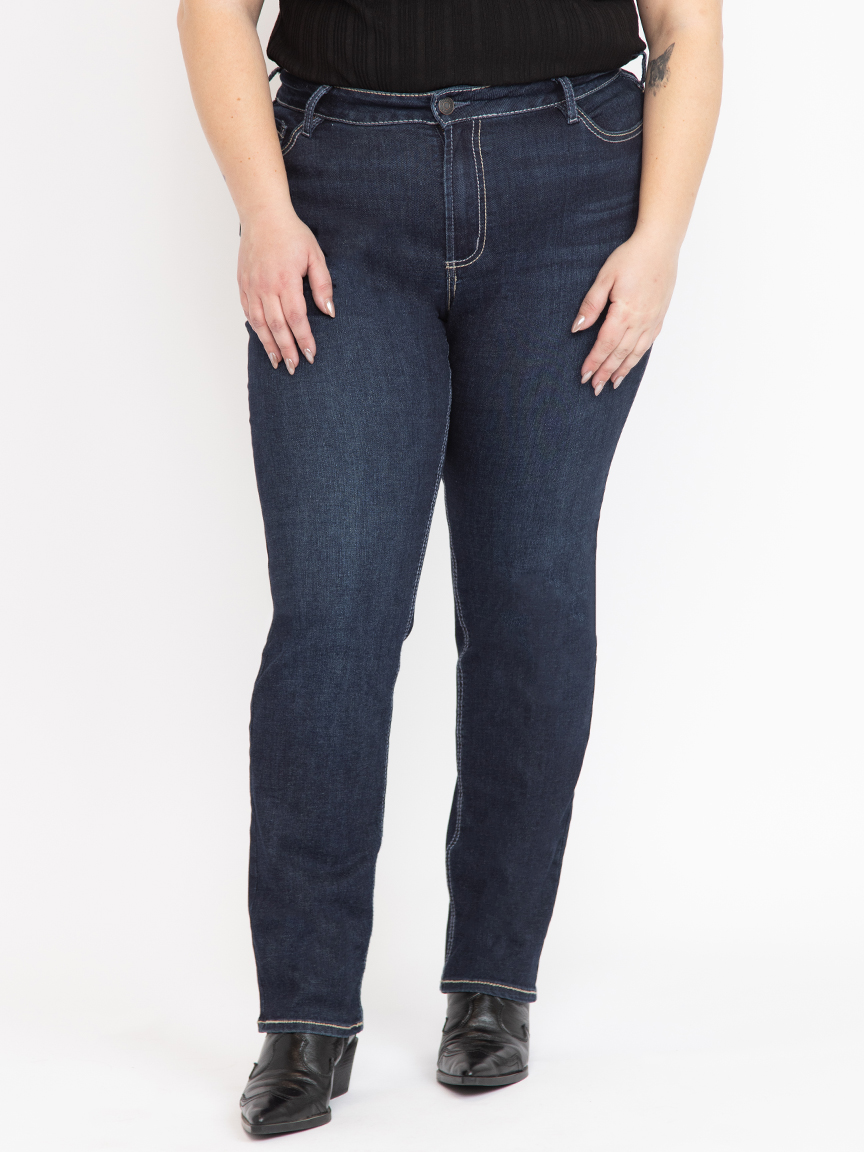 Women's Dark Wash Curvy Straight Jeans