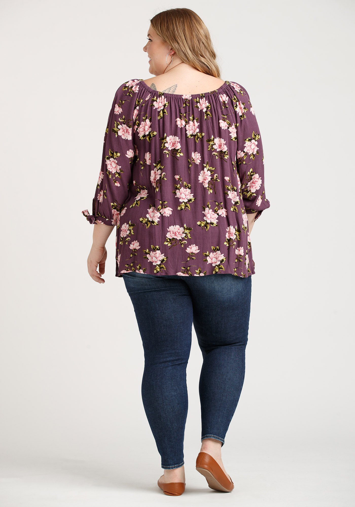 Women's Tie Sleeve Floral Blouse