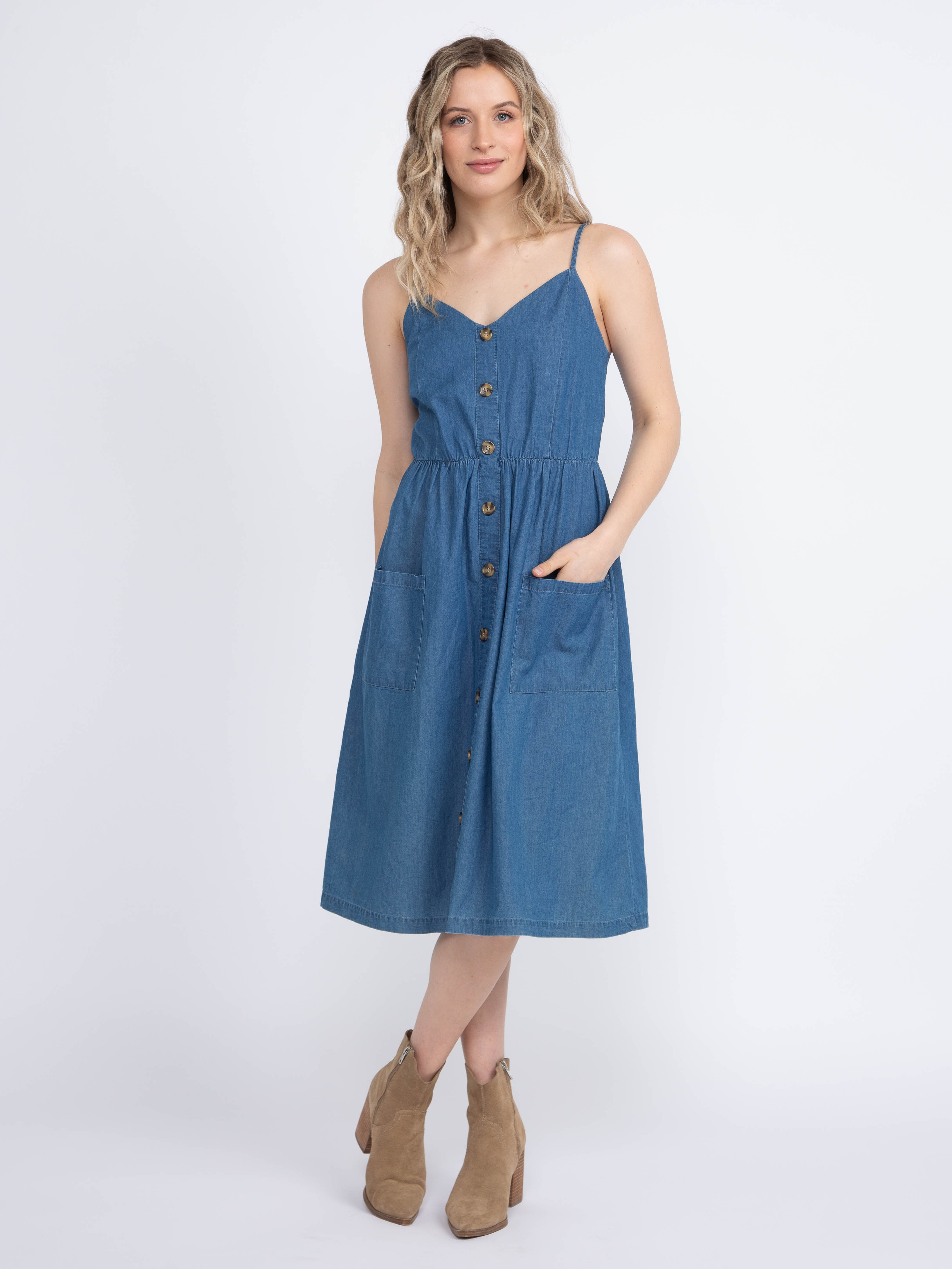 Women's Chambray Midi Dress