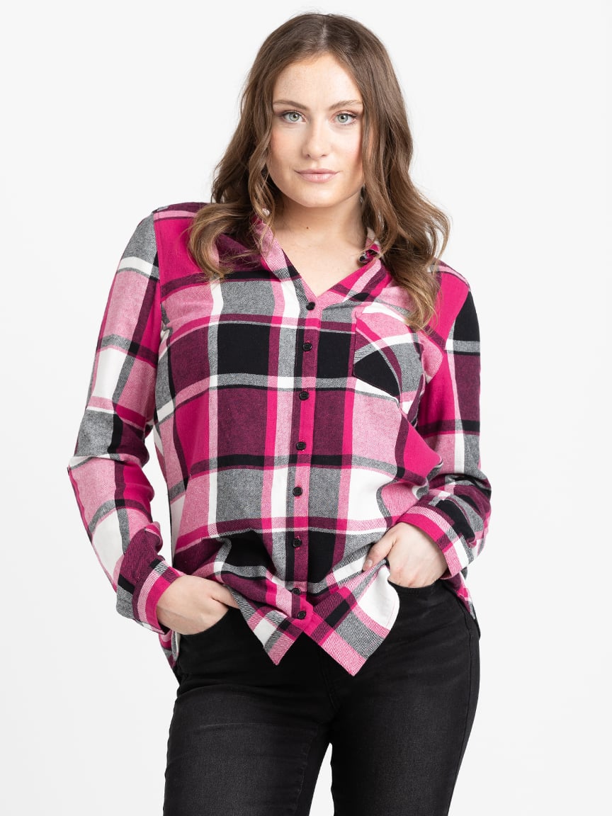 Women's Flannel Plaid Tunic