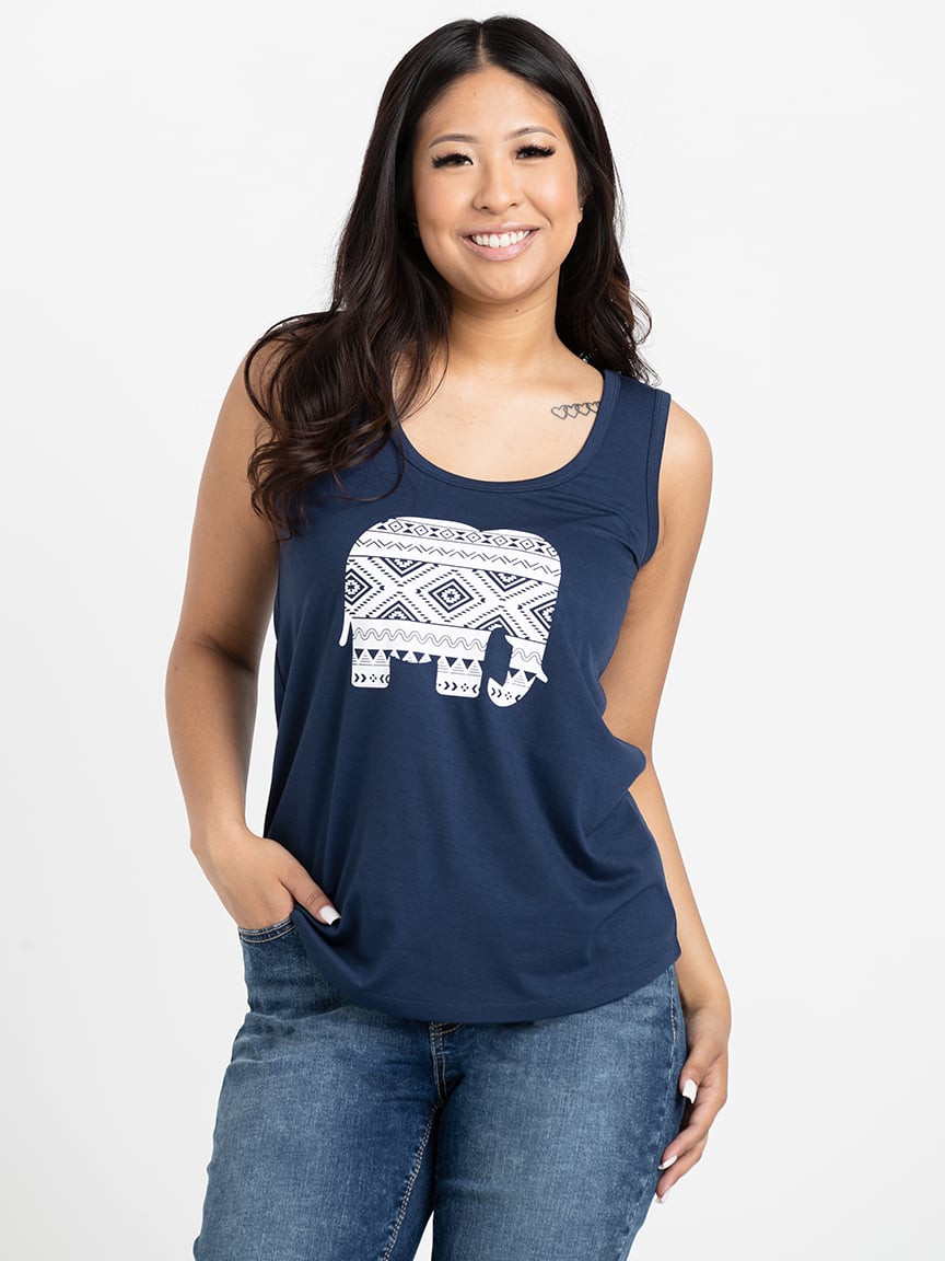 Women's Elephant Scoop Neck Tank