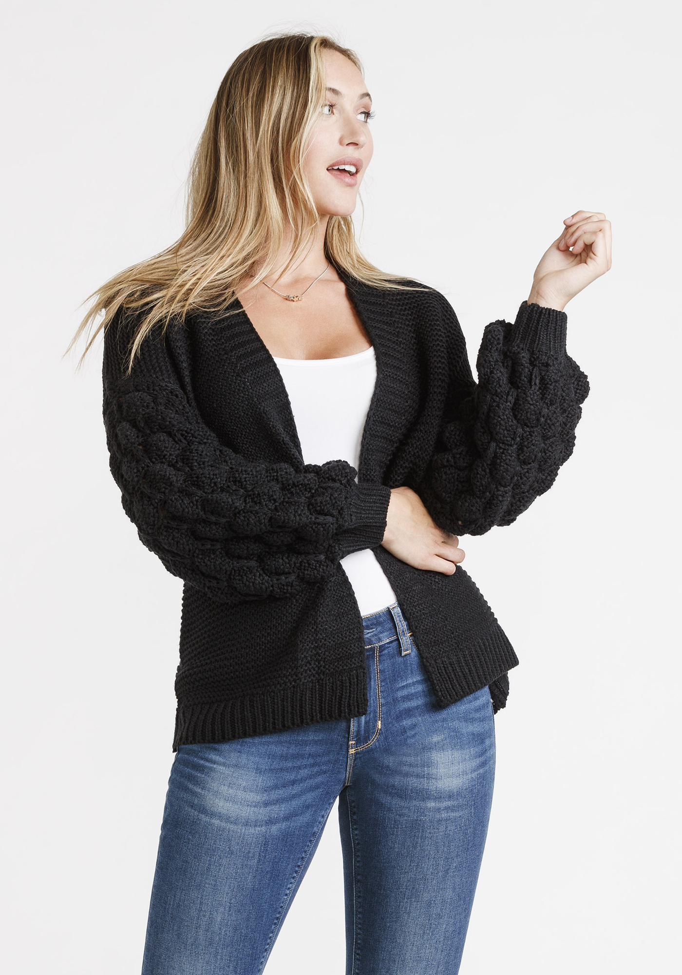 Bubble sleeve outlet cardigan