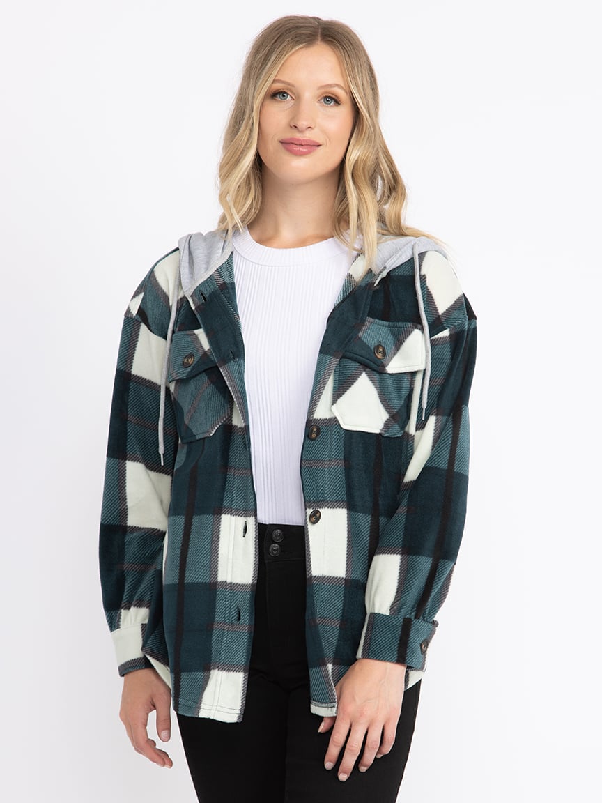 Womens Polar Fleece Plaid Shirt