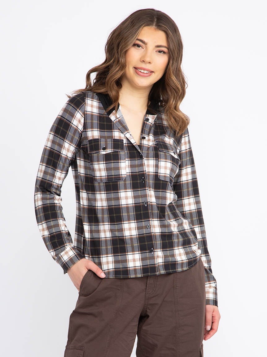 Women's Plaid Knit Hoodie