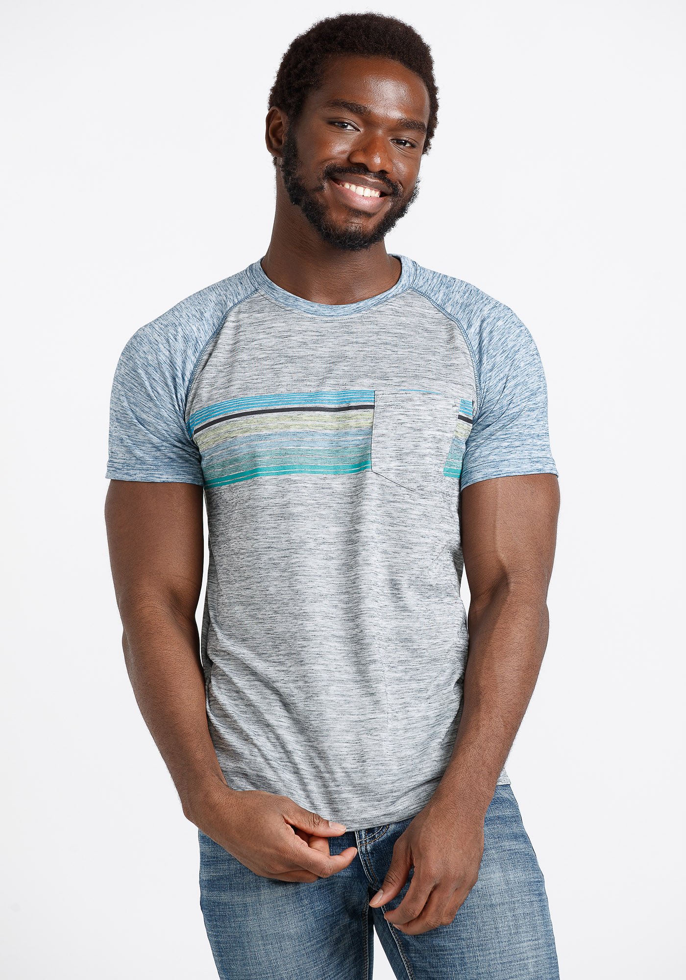 Men's Chest Stripe Raglan Tee