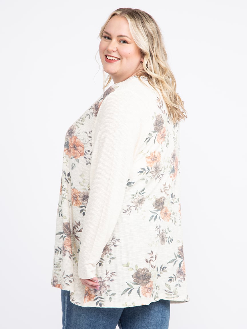 Women's Floral Rib Cardigan