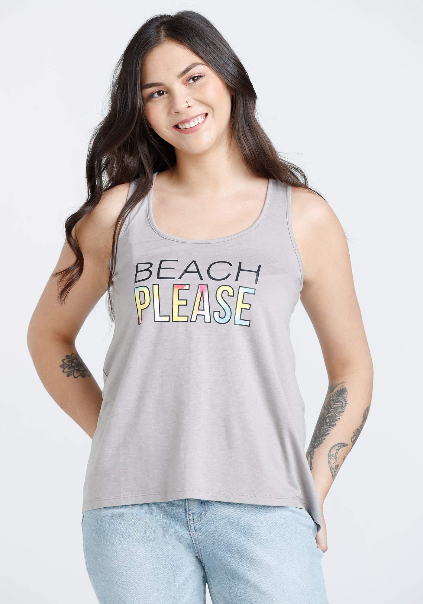 Women's Beach Please Keyhole Tank