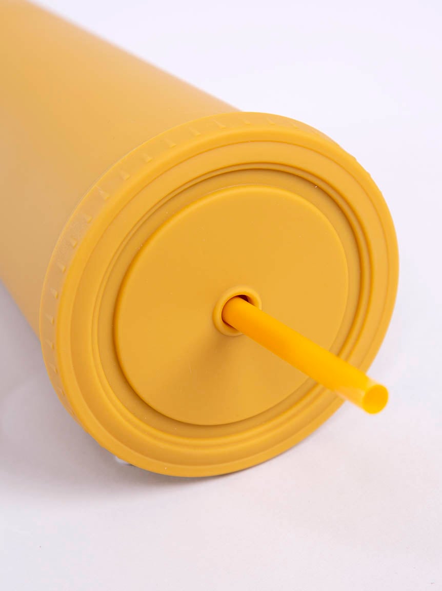 24oz Rubber Coated Mustard Tumbler