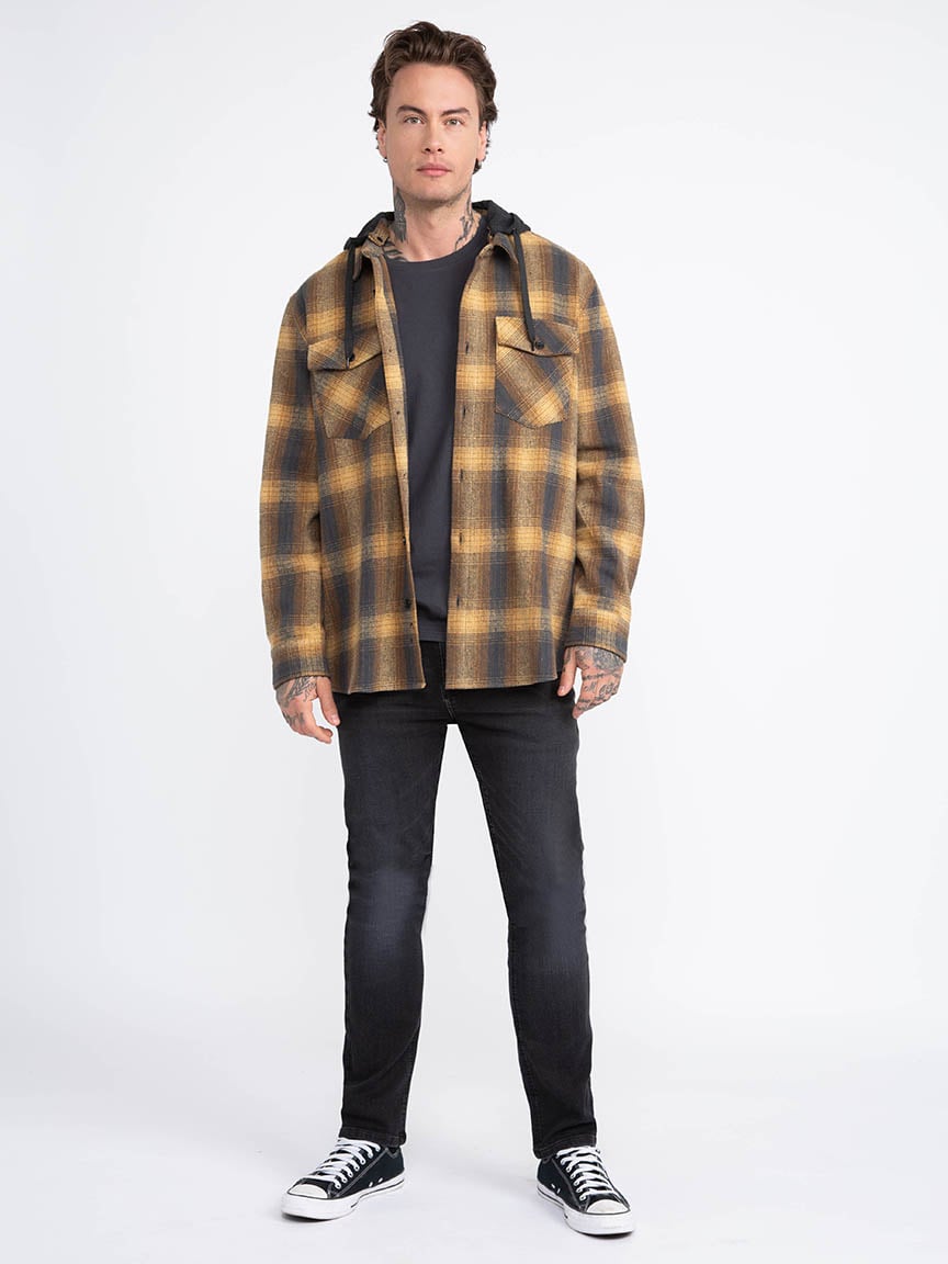 Men's Plaid Hooded Flannel Shirt