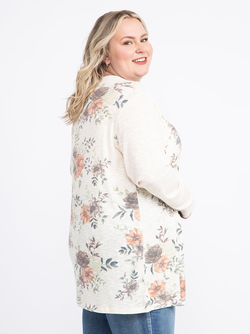 Women's Floral Rib Cardigan